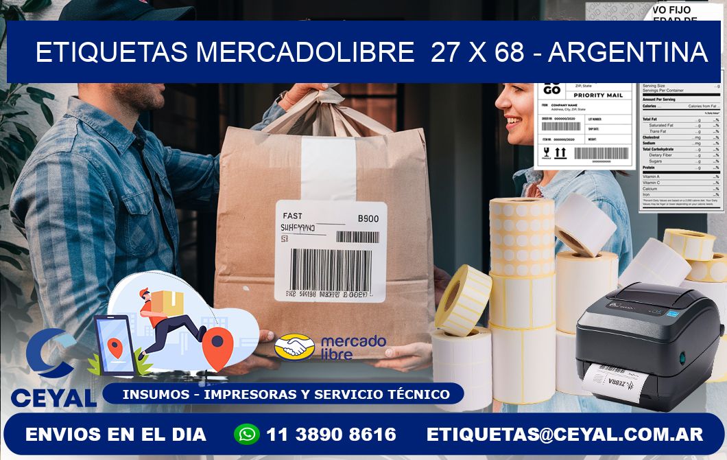 ETIQUETAS MERCADOLIBRE 27 x 68 - ARGENTINA