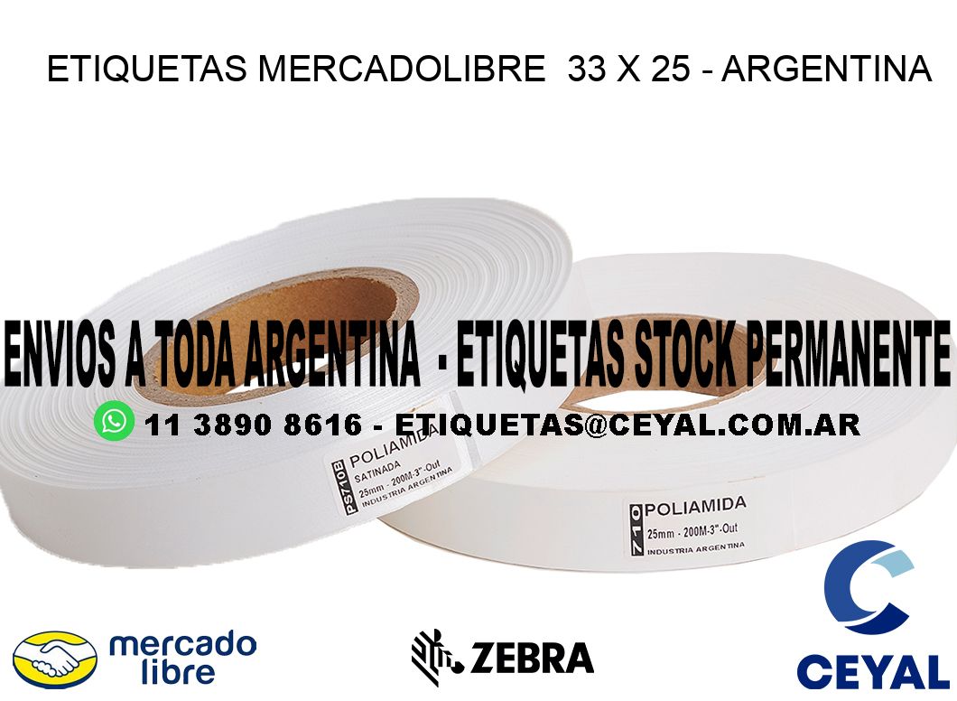 ETIQUETAS MERCADOLIBRE 33 x 25 - ARGENTINA