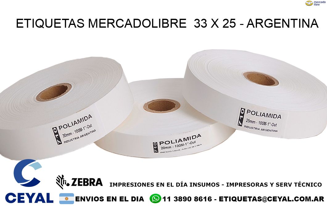 ETIQUETAS MERCADOLIBRE 33 x 25 - ARGENTINA