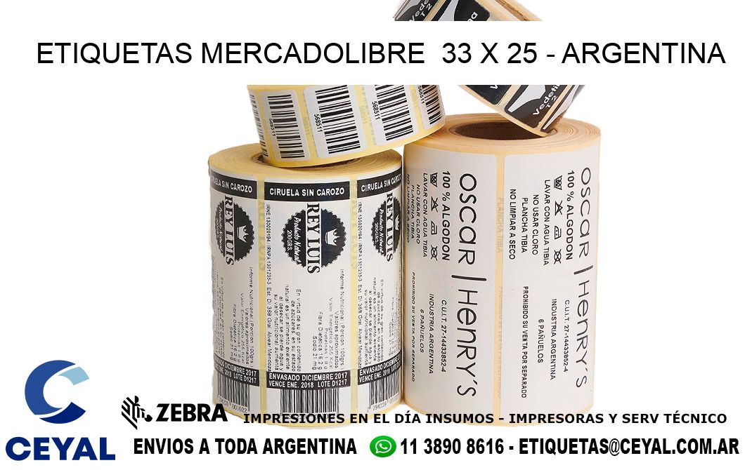 ETIQUETAS MERCADOLIBRE 33 x 25 - ARGENTINA