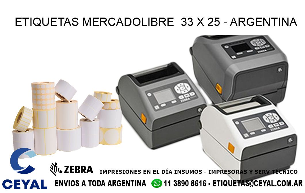 ETIQUETAS MERCADOLIBRE 33 x 25 - ARGENTINA