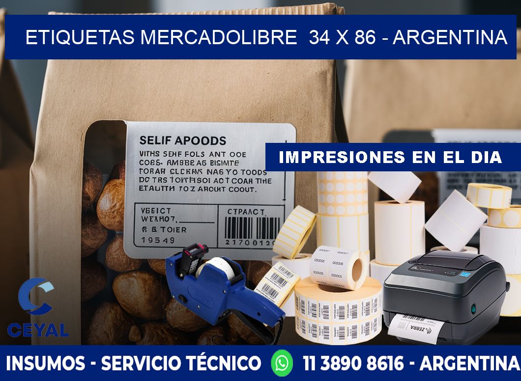 ETIQUETAS MERCADOLIBRE 34 x 86 - ARGENTINA