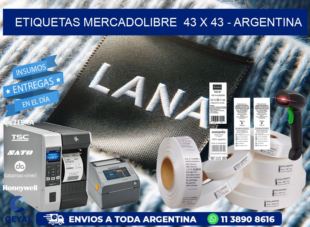 ETIQUETAS MERCADOLIBRE  43 x 43 - ARGENTINA