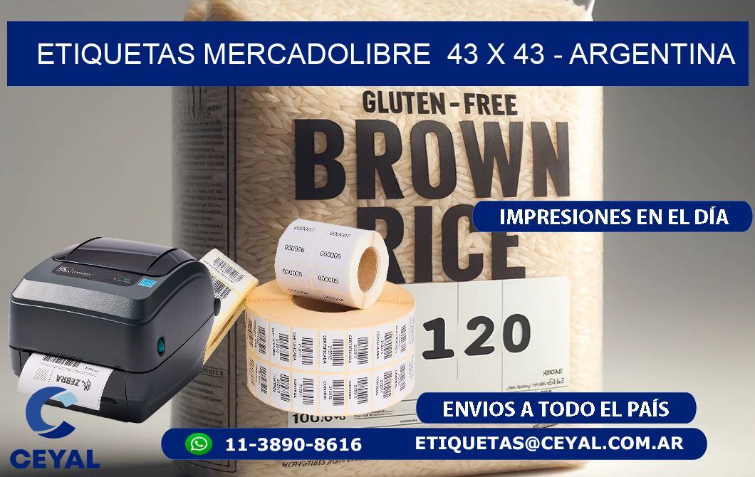 ETIQUETAS MERCADOLIBRE  43 x 43 - ARGENTINA