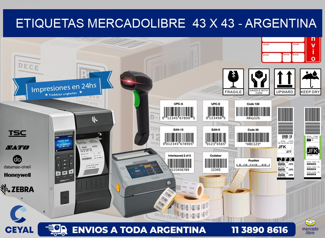 ETIQUETAS MERCADOLIBRE  43 x 43 – ARGENTINA