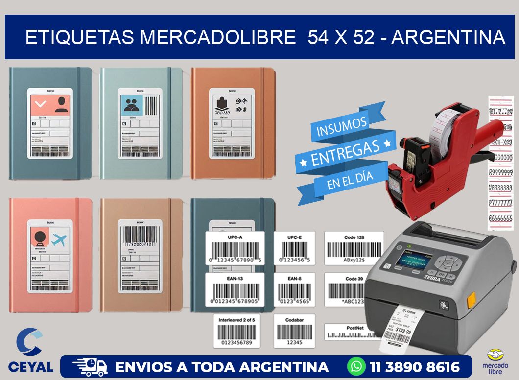 ETIQUETAS MERCADOLIBRE 54 x 52 - ARGENTINA