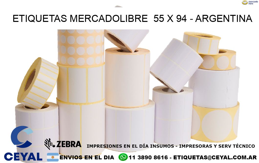 ETIQUETAS MERCADOLIBRE  55 x 94 - ARGENTINA