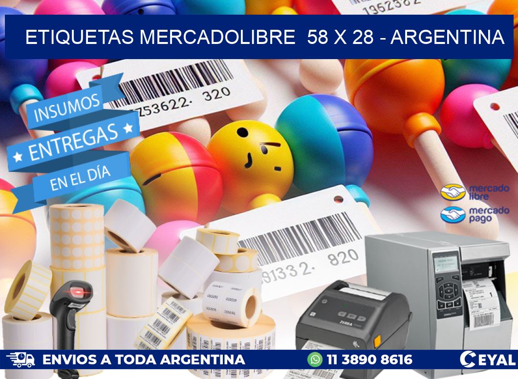 ETIQUETAS MERCADOLIBRE  58 x 28 - ARGENTINA