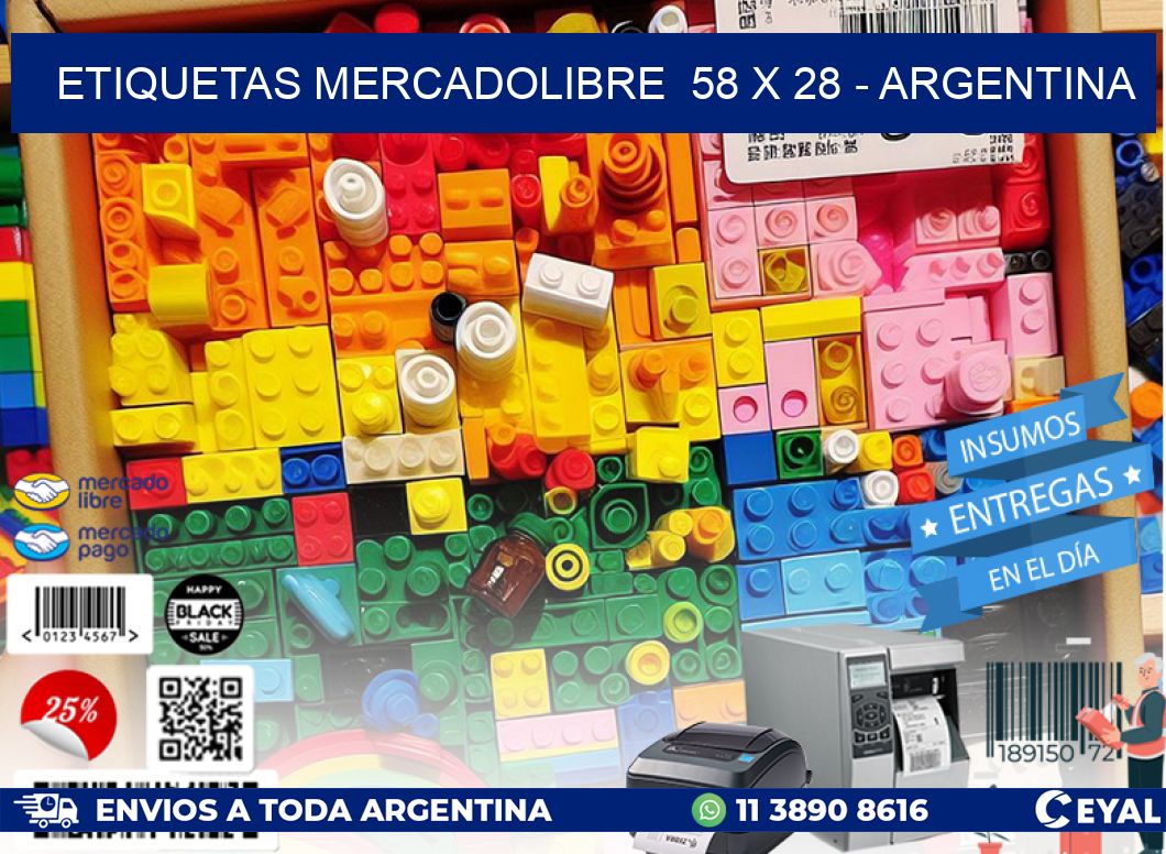 ETIQUETAS MERCADOLIBRE  58 x 28 - ARGENTINA