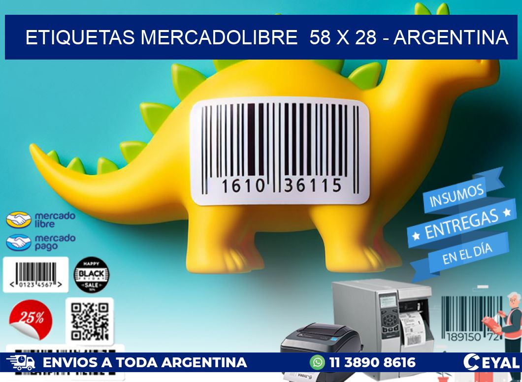 ETIQUETAS MERCADOLIBRE  58 x 28 - ARGENTINA