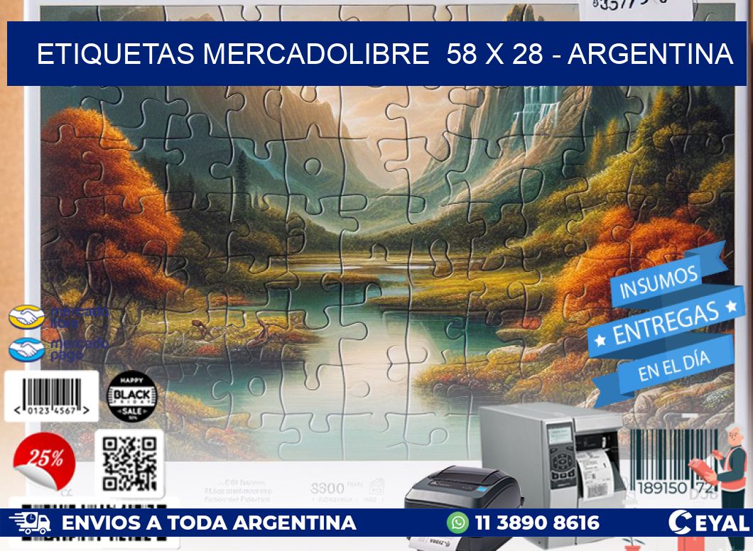 ETIQUETAS MERCADOLIBRE  58 x 28 – ARGENTINA