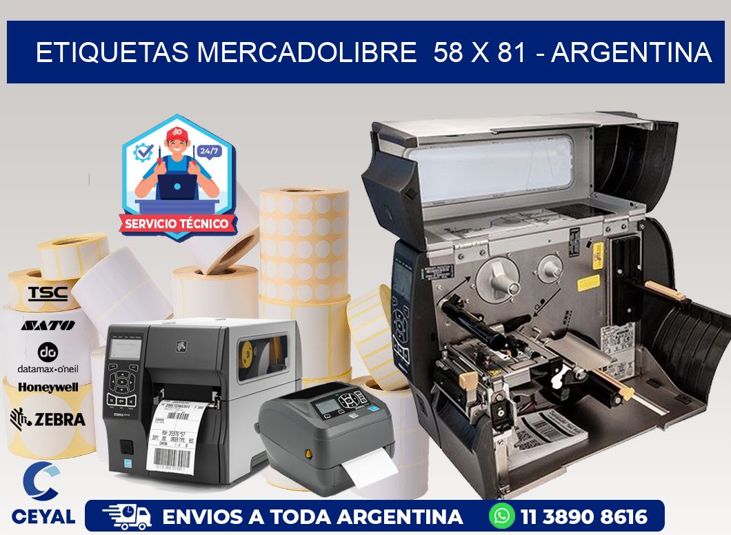 ETIQUETAS MERCADOLIBRE  58 x 81 - ARGENTINA