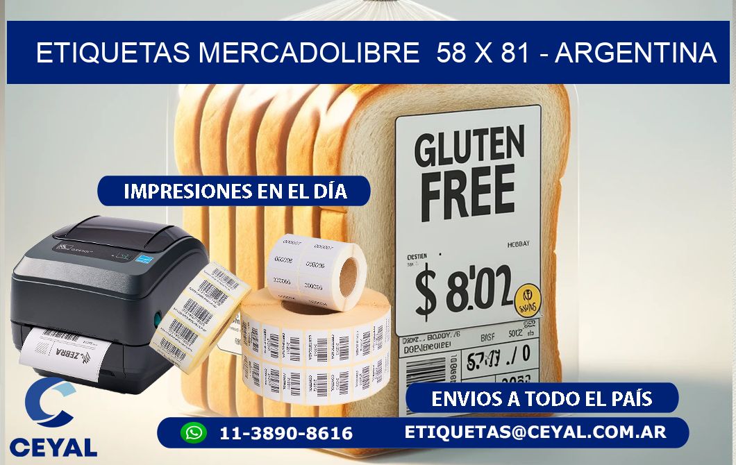 ETIQUETAS MERCADOLIBRE  58 x 81 - ARGENTINA