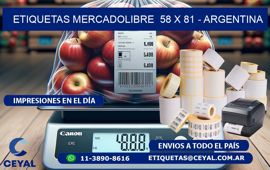 ETIQUETAS MERCADOLIBRE  58 x 81 - ARGENTINA