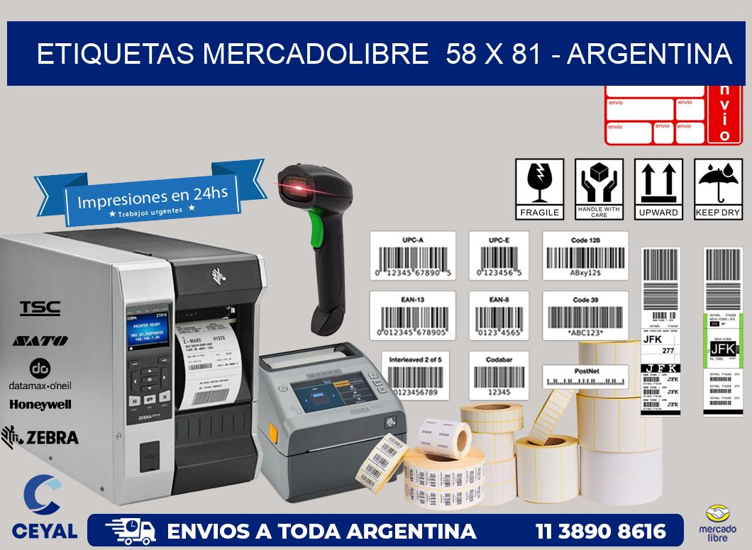 ETIQUETAS MERCADOLIBRE  58 x 81 – ARGENTINA