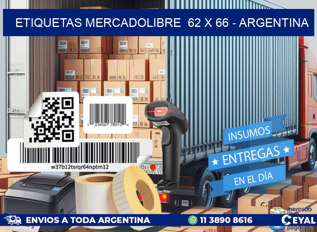 ETIQUETAS MERCADOLIBRE  62 x 66 - ARGENTINA