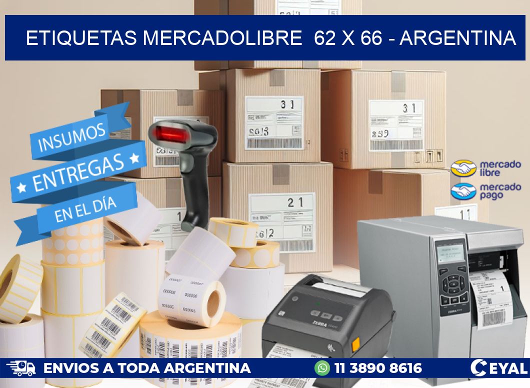 ETIQUETAS MERCADOLIBRE  62 x 66 - ARGENTINA