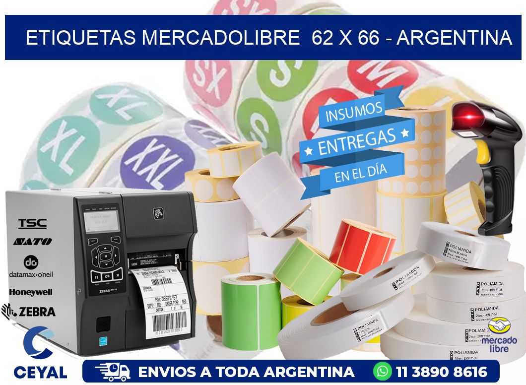 ETIQUETAS MERCADOLIBRE  62 x 66 - ARGENTINA