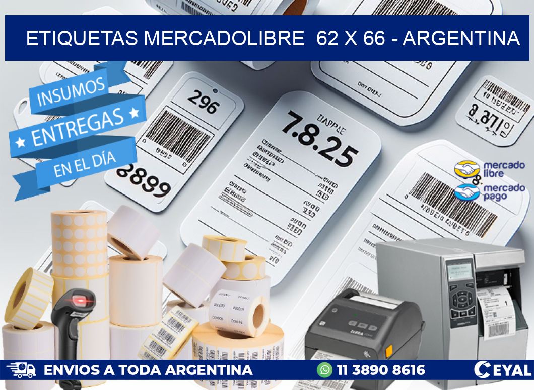 ETIQUETAS MERCADOLIBRE  62 x 66 - ARGENTINA