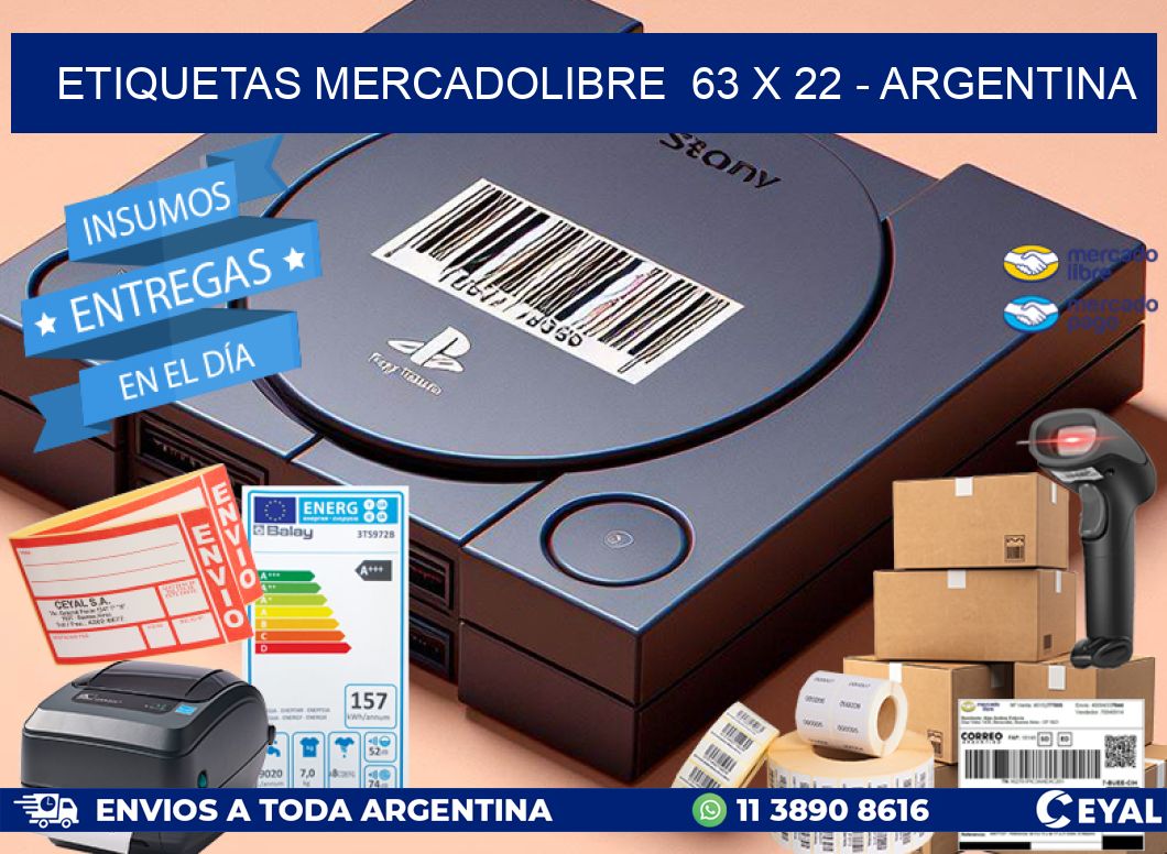 ETIQUETAS MERCADOLIBRE 63 x 22 - ARGENTINA