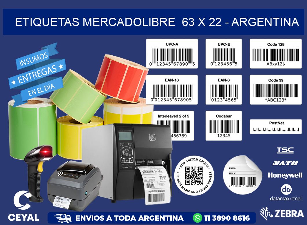ETIQUETAS MERCADOLIBRE 63 x 22 - ARGENTINA