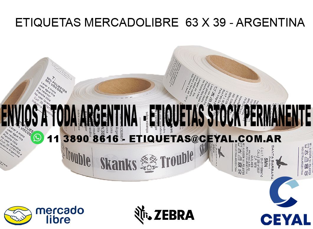 ETIQUETAS MERCADOLIBRE 63 x 39 - ARGENTINA