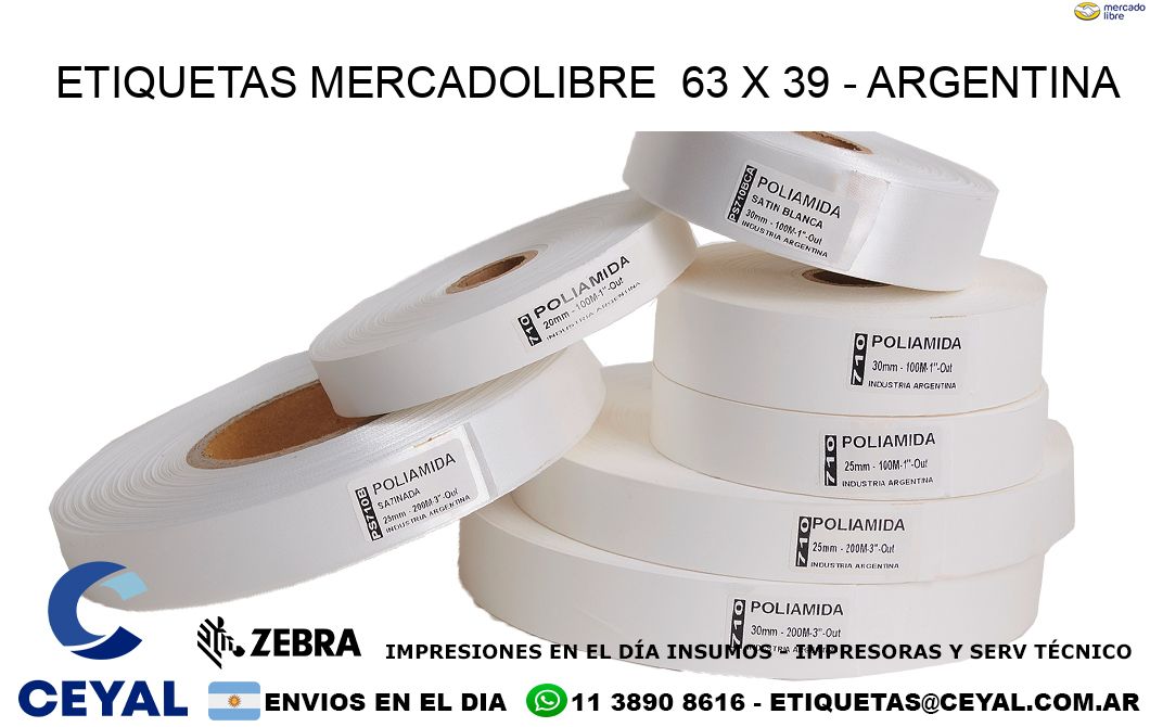 ETIQUETAS MERCADOLIBRE 63 x 39 - ARGENTINA