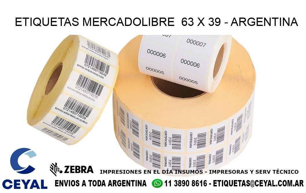 ETIQUETAS MERCADOLIBRE 63 x 39 - ARGENTINA