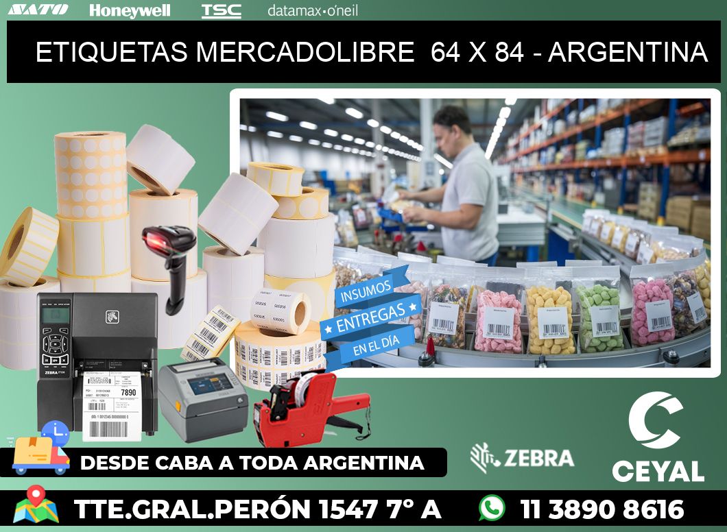 ETIQUETAS MERCADOLIBRE 64 x 84 - ARGENTINA