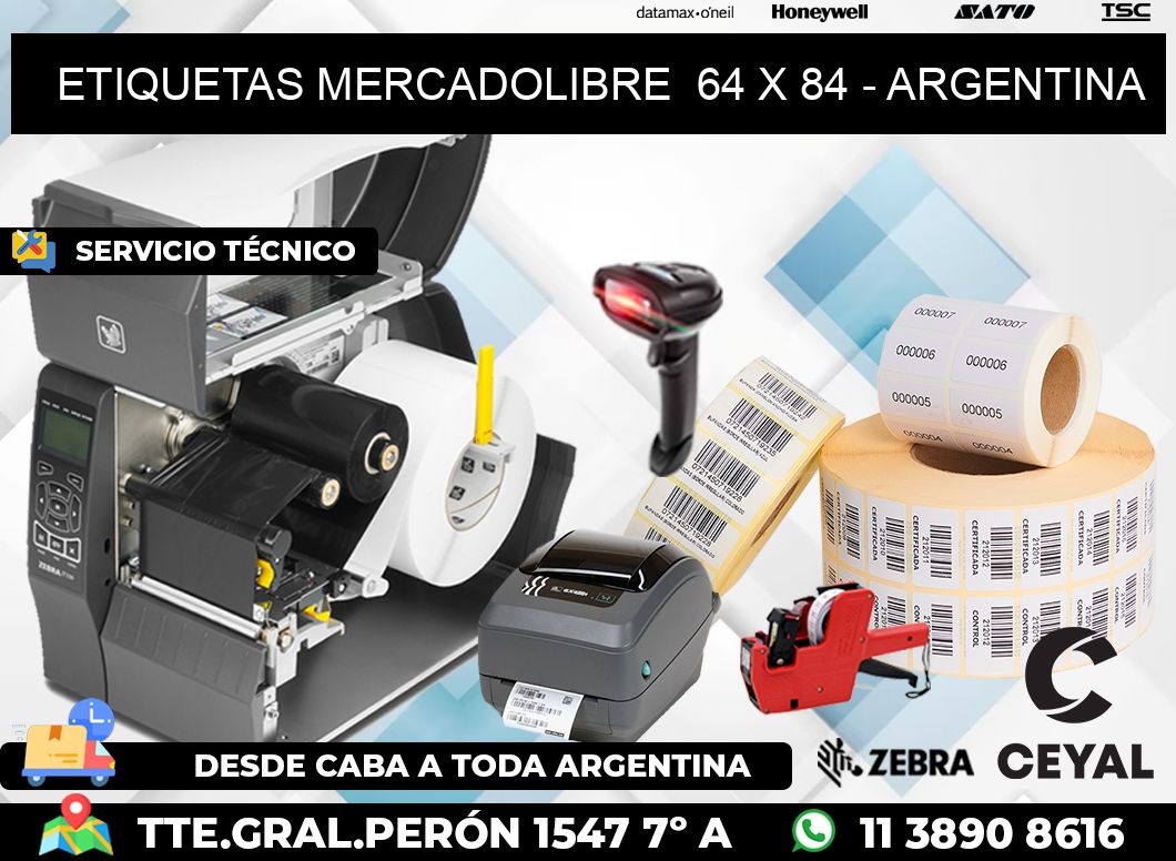 ETIQUETAS MERCADOLIBRE 64 x 84 - ARGENTINA