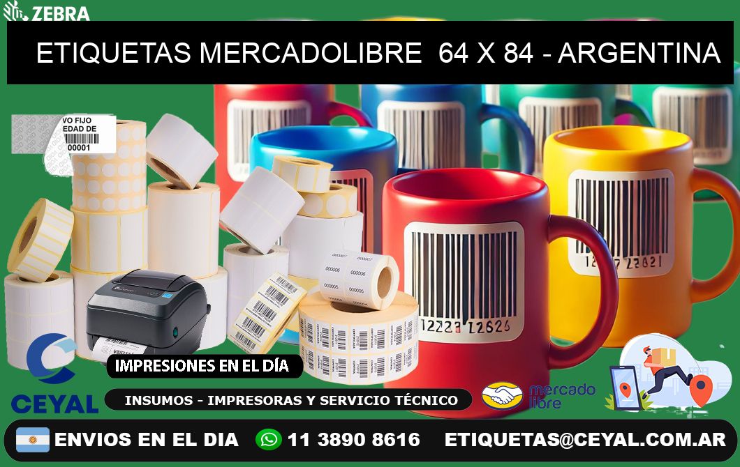 ETIQUETAS MERCADOLIBRE 64 x 84 - ARGENTINA