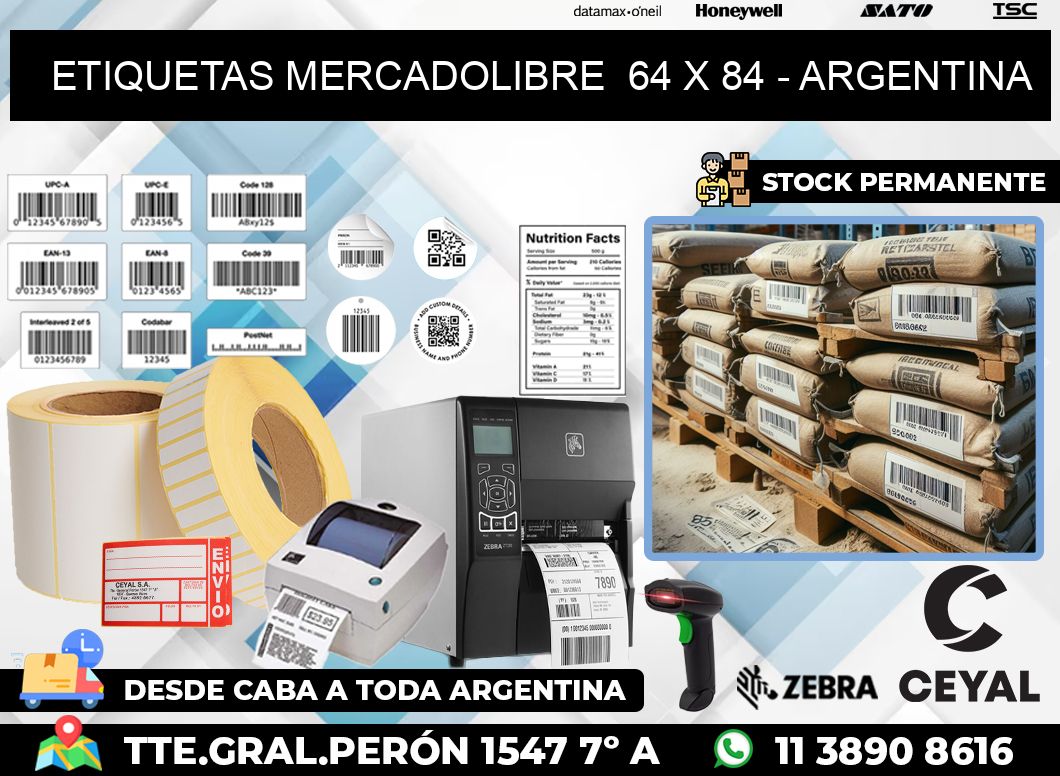 ETIQUETAS MERCADOLIBRE  64 x 84 – ARGENTINA