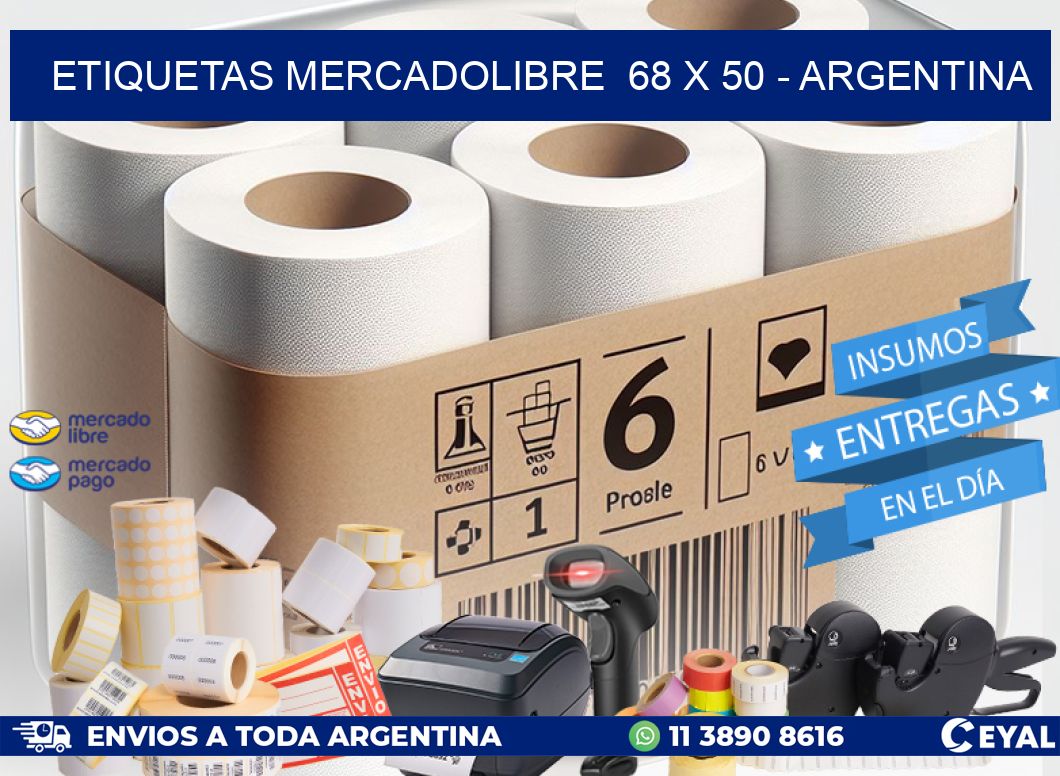 ETIQUETAS MERCADOLIBRE 68 x 50 - ARGENTINA
