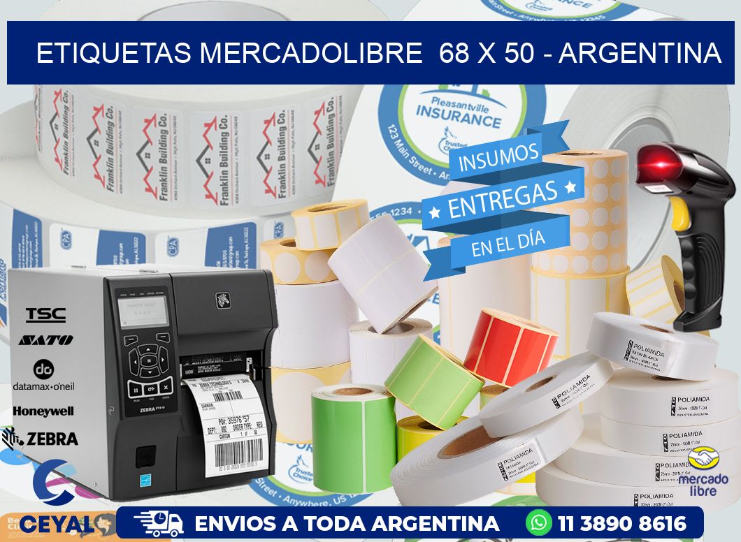 ETIQUETAS MERCADOLIBRE 68 x 50 - ARGENTINA