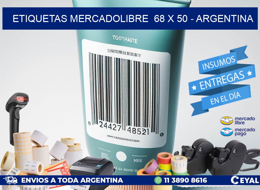 ETIQUETAS MERCADOLIBRE 68 x 50 - ARGENTINA