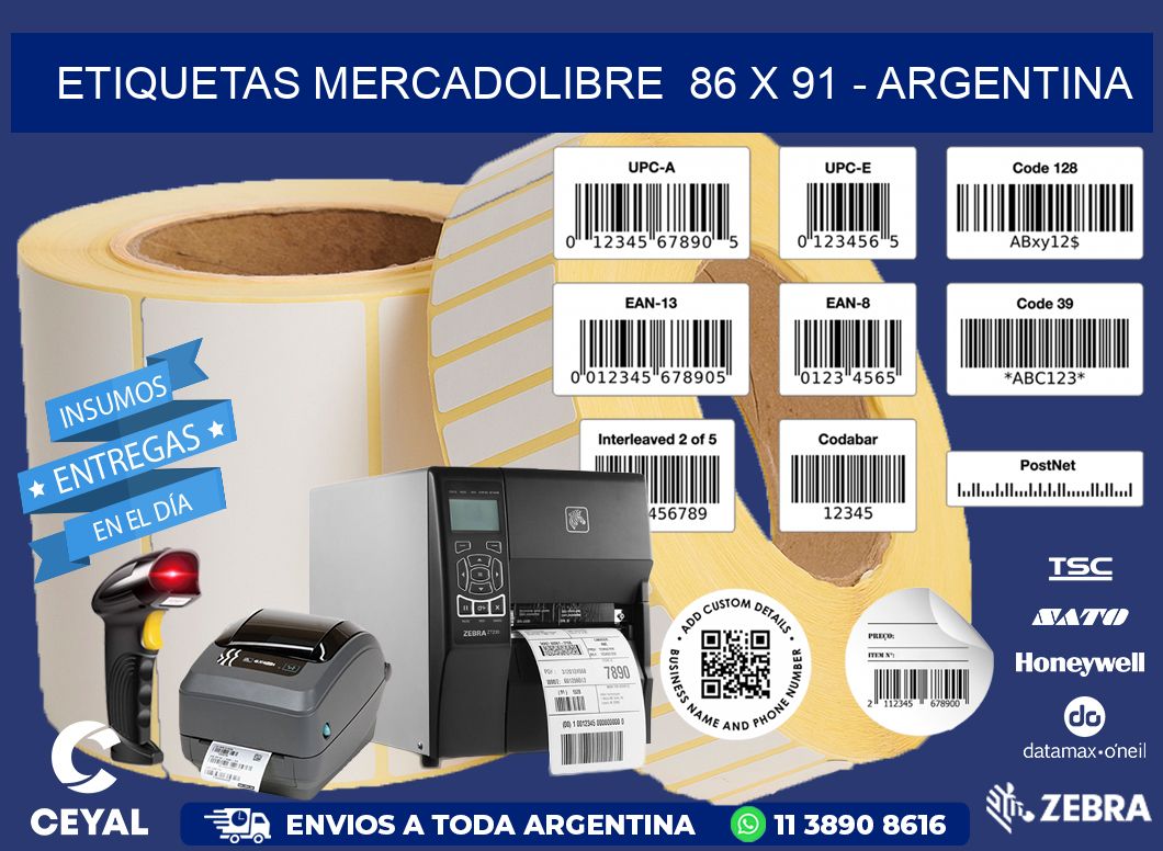 ETIQUETAS MERCADOLIBRE 86 x 91 - ARGENTINA