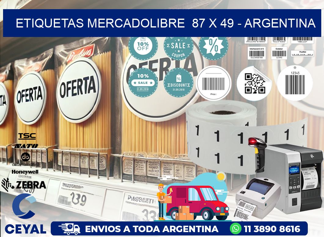 ETIQUETAS MERCADOLIBRE 87 x 49 - ARGENTINA