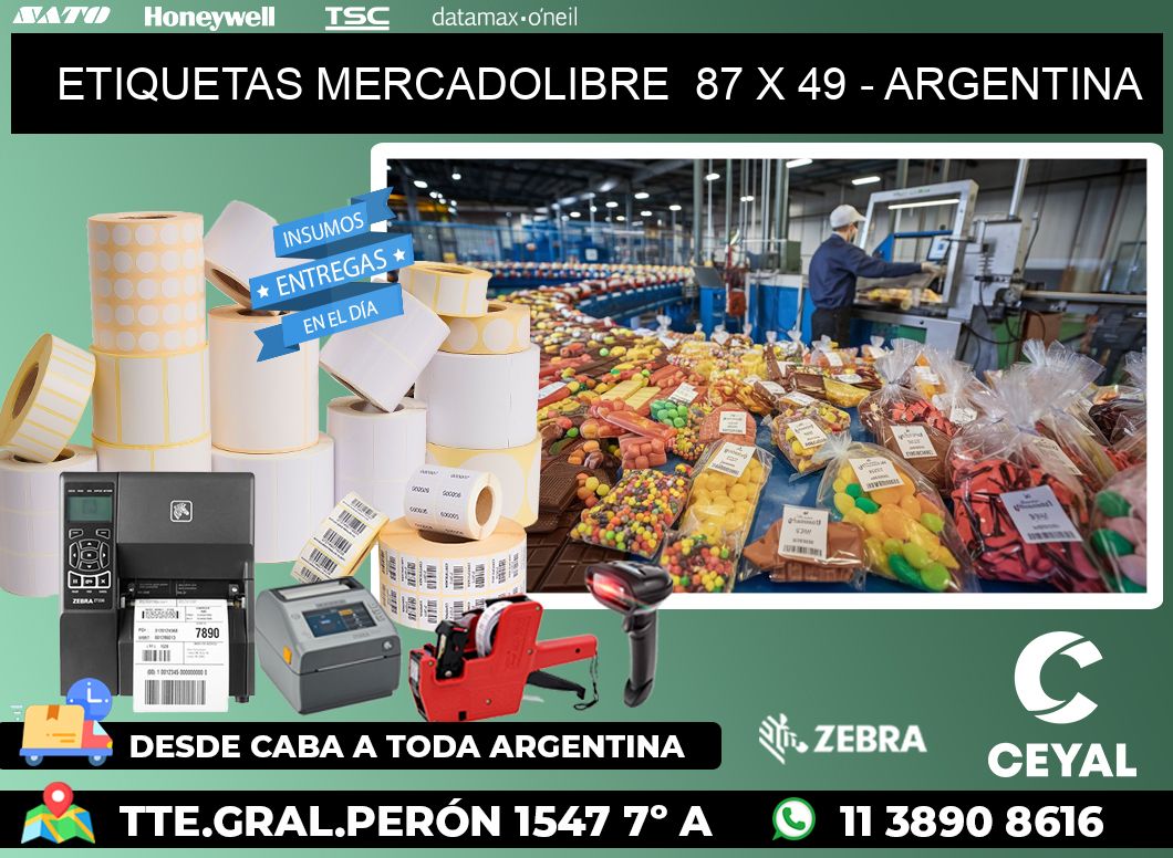 ETIQUETAS MERCADOLIBRE 87 x 49 - ARGENTINA