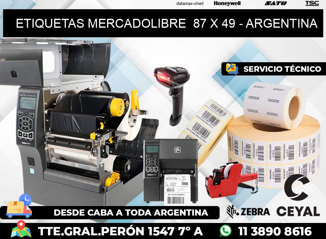 ETIQUETAS MERCADOLIBRE 87 x 49 - ARGENTINA