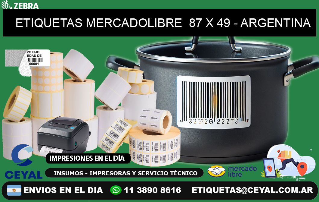 ETIQUETAS MERCADOLIBRE 87 x 49 - ARGENTINA