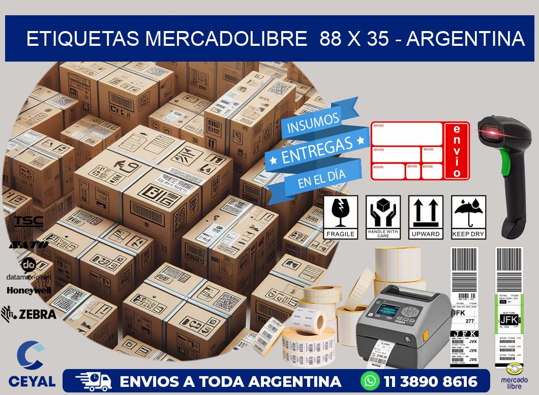 ETIQUETAS MERCADOLIBRE  88 x 35 - ARGENTINA