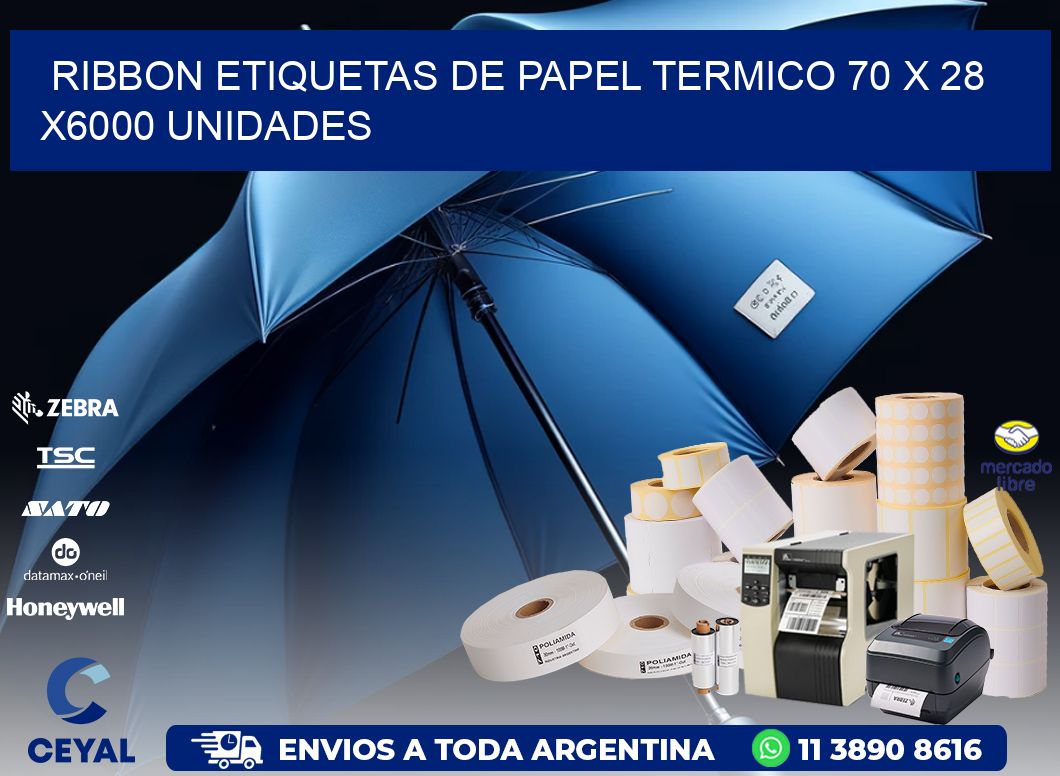 RIBBON ETIQUETAS DE PAPEL TERMICO 70 x 28 X6000 UNIDADES