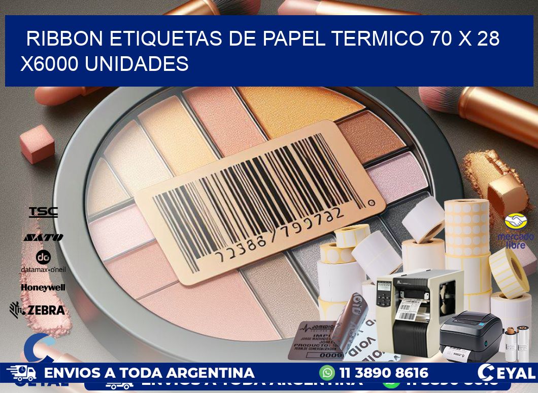 RIBBON ETIQUETAS DE PAPEL TERMICO 70 x 28 X6000 UNIDADES