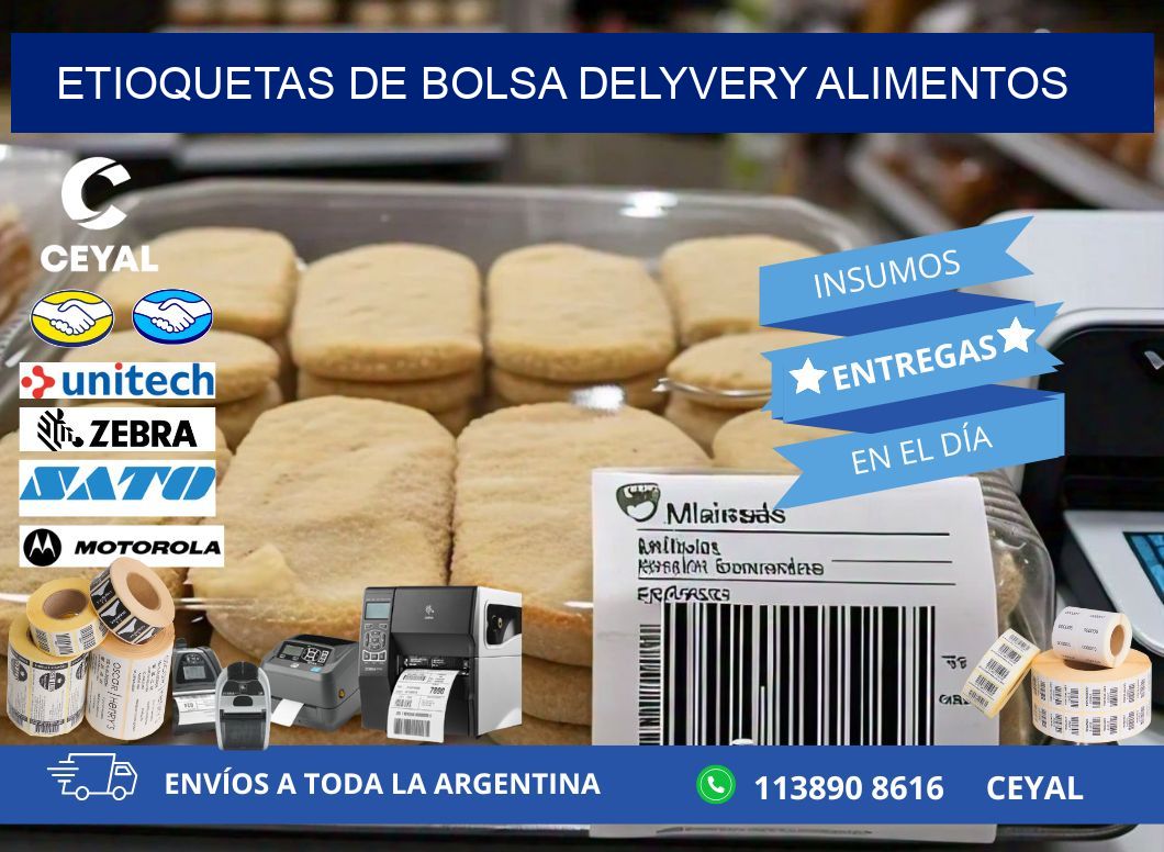 ETIOQUETAS DE BOLSA DELYVERY ALIMENTOS