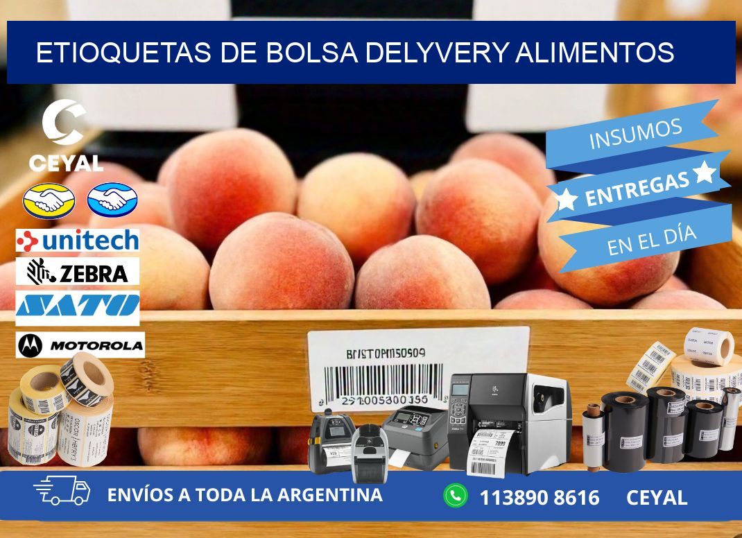 ETIOQUETAS DE BOLSA DELYVERY ALIMENTOS