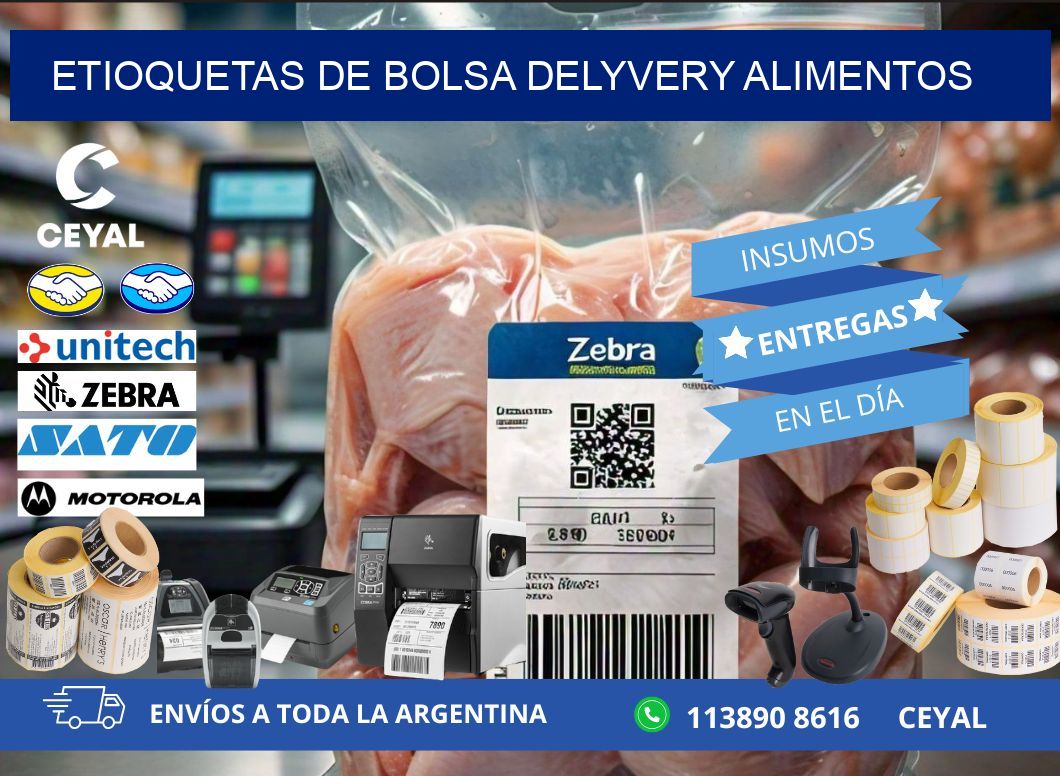 ETIOQUETAS DE BOLSA DELYVERY ALIMENTOS