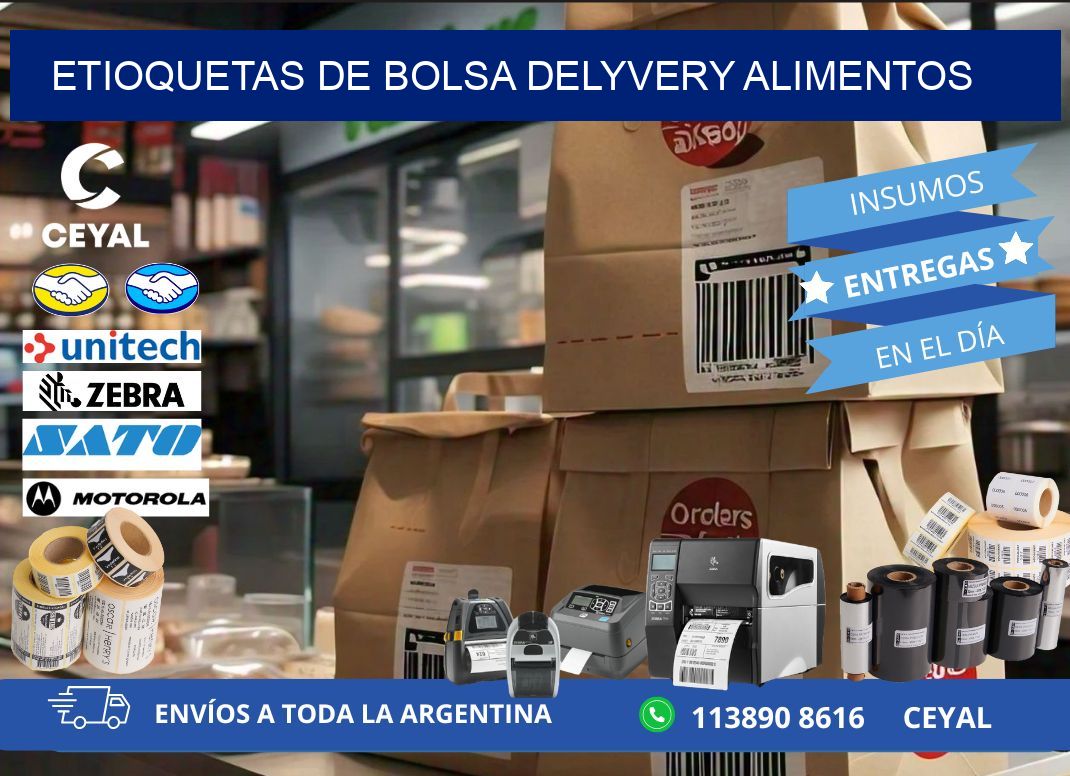 ETIOQUETAS DE BOLSA DELYVERY ALIMENTOS
