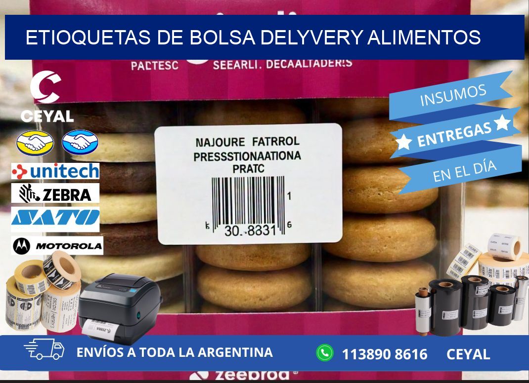 ETIOQUETAS DE BOLSA DELYVERY ALIMENTOS