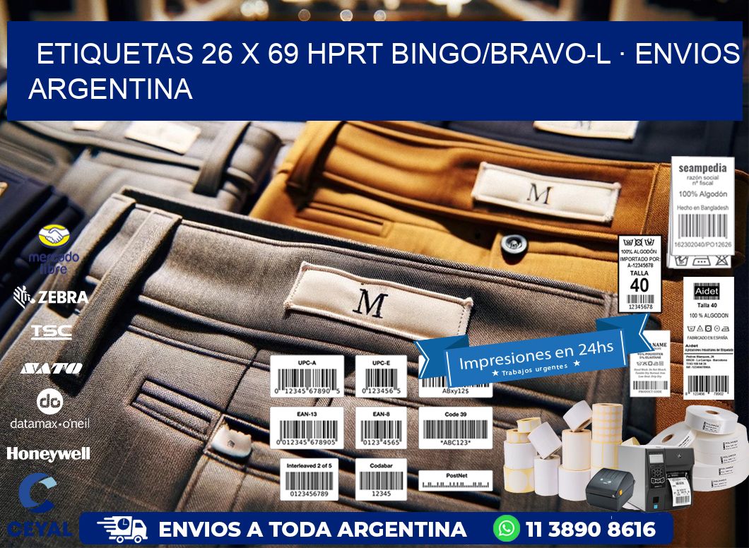 ETIQUETAS 26 x 69 HPRT BINGO/BRAVO-L · ENVIOS ARGENTINA