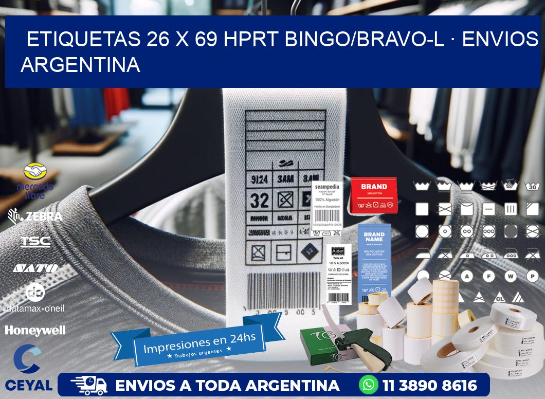 ETIQUETAS 26 x 69 HPRT BINGO/BRAVO-L · ENVIOS ARGENTINA
